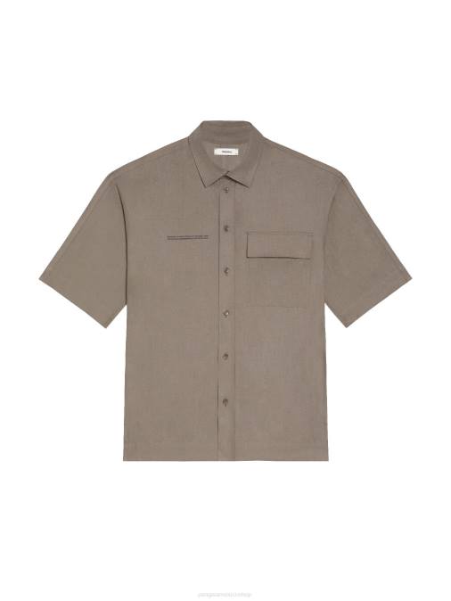 mujer camisa de manga corta de lino con aloe Pangaia champiñón ropa TDTH396