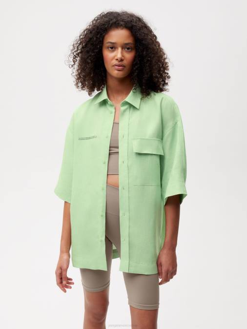 mujer camisa de manga corta de lino con aloe Pangaia pistacho ropa TDTH399