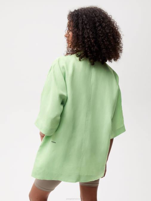 mujer camisa de manga corta de lino con aloe Pangaia pistacho ropa TDTH399