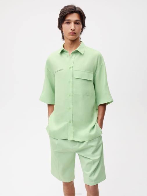 mujer camisa de manga corta de lino con aloe Pangaia pistacho ropa TDTH399