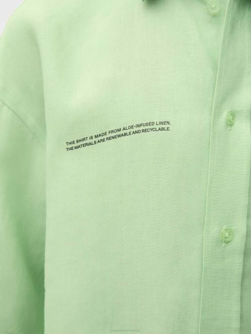 mujer camisa de manga corta de lino con aloe Pangaia pistacho ropa TDTH399
