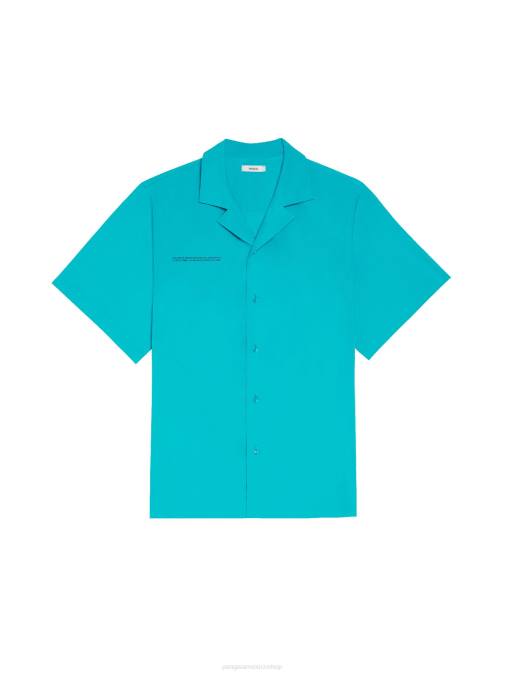 mujer camisa de manga corta de popelina de algodón orgánico Pangaia azul eléctrico ropa TDTH393