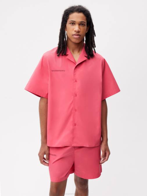 mujer camisa de manga corta de popelina de algodón orgánico Pangaia loto rosa ropa TDTH402