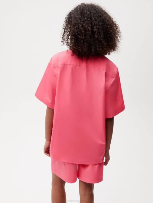 mujer camisa de manga corta de popelina de algodón orgánico Pangaia loto rosa ropa TDTH402