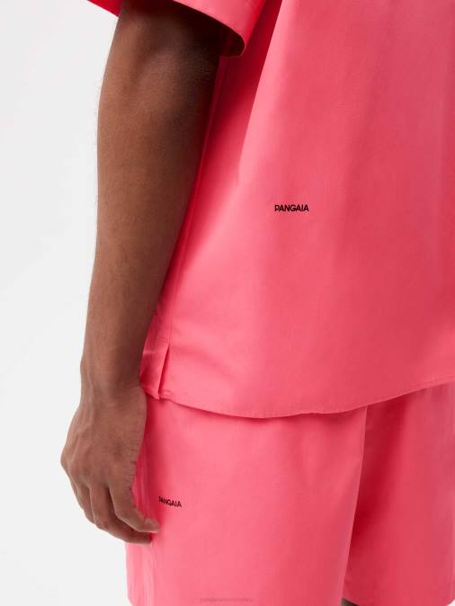 mujer camisa de manga corta de popelina de algodón orgánico Pangaia loto rosa ropa TDTH402