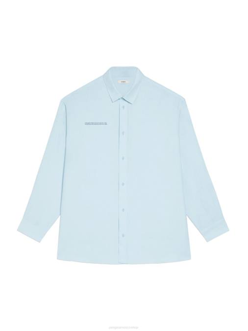 mujer camisa de manga larga con cuello de lino de aloe Pangaia bebe azul ropa TDTH395