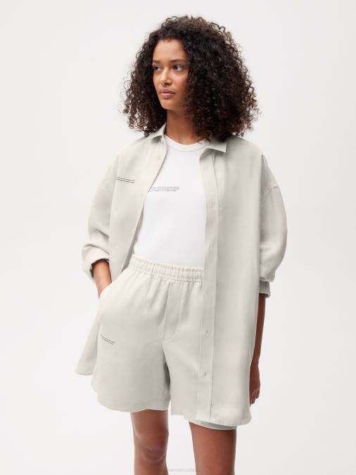 mujer camisa de manga larga con cuello de lino de aloe Pangaia caliza ropa TDTH392