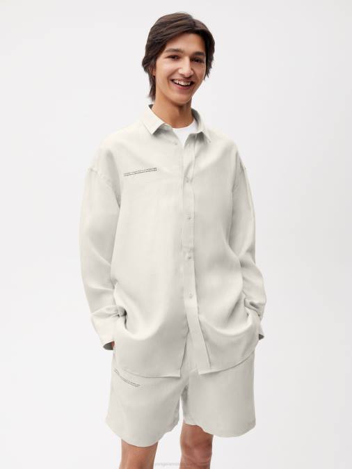 mujer camisa de manga larga con cuello de lino de aloe Pangaia caliza ropa TDTH392