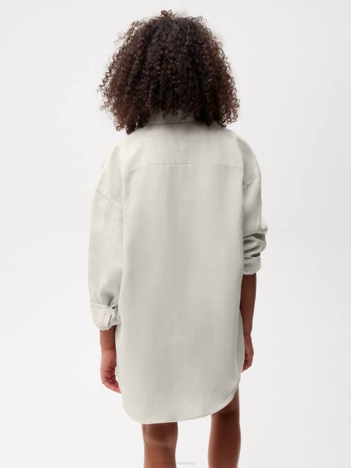 mujer camisa de manga larga con cuello de lino de aloe Pangaia caliza ropa TDTH392