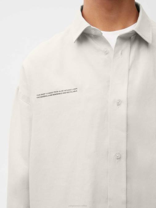 mujer camisa de manga larga con cuello de lino de aloe Pangaia caliza ropa TDTH392