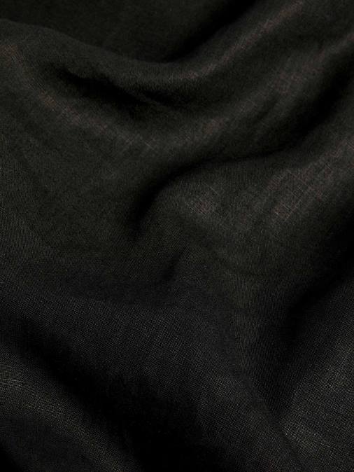 mujer camisa de manga larga con cuello de lino de aloe Pangaia negro ropa TDTH398