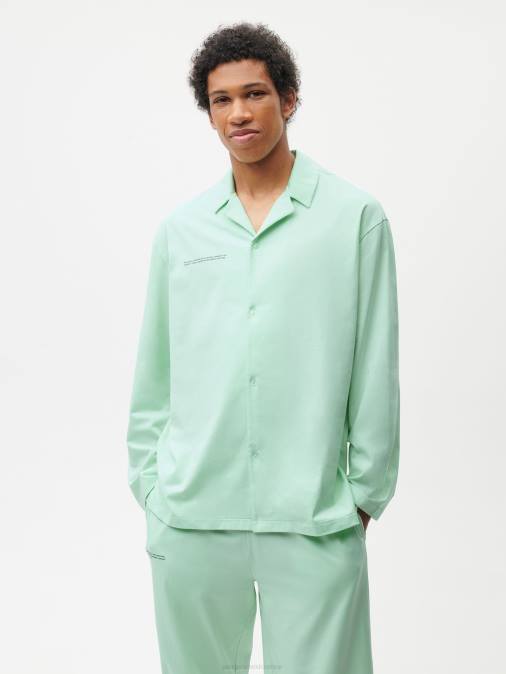 mujer camisa de pijama de algodón orgánico Pangaia laguna verde ropa TDTH430