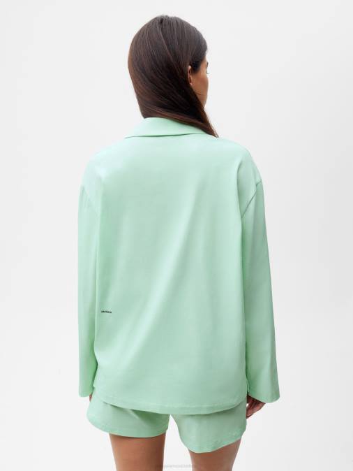 mujer camisa de pijama de algodón orgánico Pangaia laguna verde ropa TDTH430