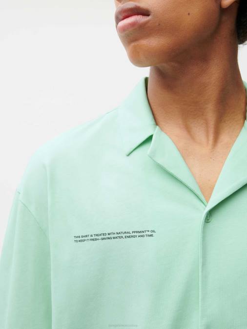 mujer camisa de pijama de algodón orgánico Pangaia laguna verde ropa TDTH430