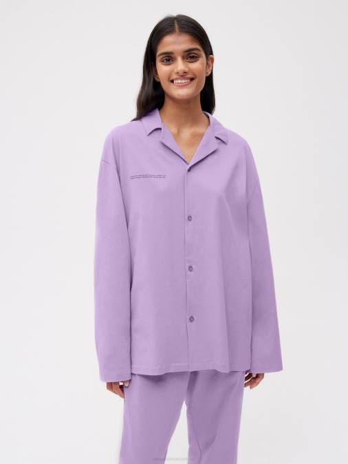 mujer camisa de pijama de algodón orgánico Pangaia orquídea púrpura ropa TDTH435