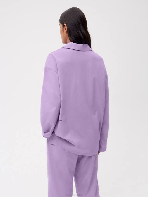 mujer camisa de pijama de algodón orgánico Pangaia orquídea púrpura ropa TDTH435