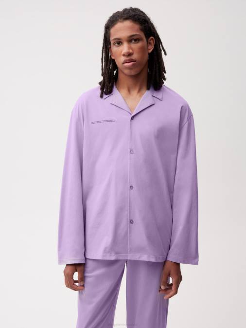 mujer camisa de pijama de algodón orgánico Pangaia orquídea púrpura ropa TDTH435