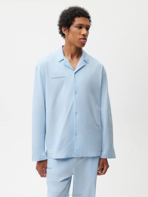 mujer camisa de pijama de algodón orgánico Pangaia piedra lunar azul ropa TDTH437