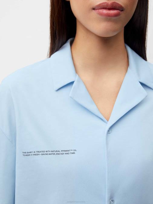 mujer camisa de pijama de algodón orgánico Pangaia piedra lunar azul ropa TDTH437