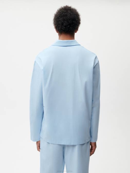 mujer camisa de pijama de algodón orgánico Pangaia piedra lunar azul ropa TDTH437