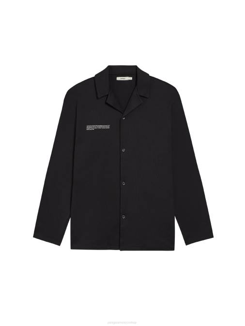 mujer camisa de pijama de algodón orgánico con fibra c Pangaia negro ropa TDTH431