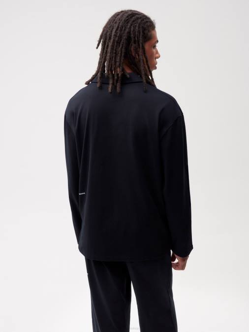 mujer camisa de pijama de algodón orgánico con fibra c Pangaia negro ropa TDTH431