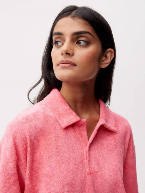 mujer polo de toalla Pangaia loto rosa ropa TDTH397