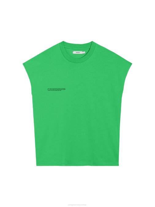 mujer Camiseta básica de algodón orgánico con hombros descubiertos de menta Pangaia Jade verde ropa TDTH160