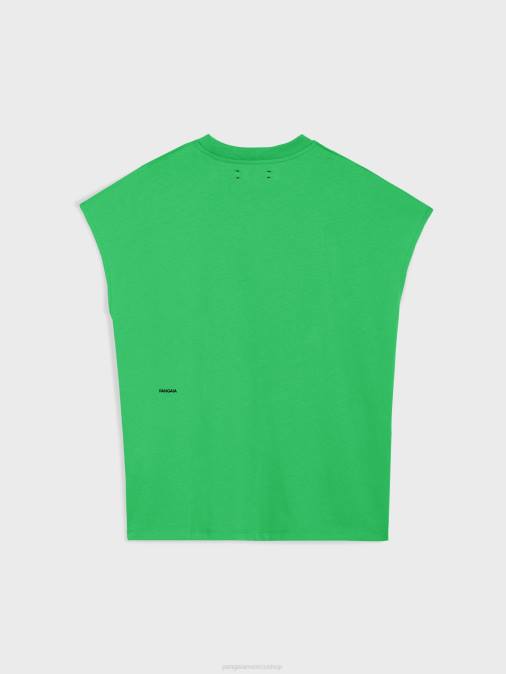 mujer Camiseta básica de algodón orgánico con hombros descubiertos de menta Pangaia Jade verde ropa TDTH160