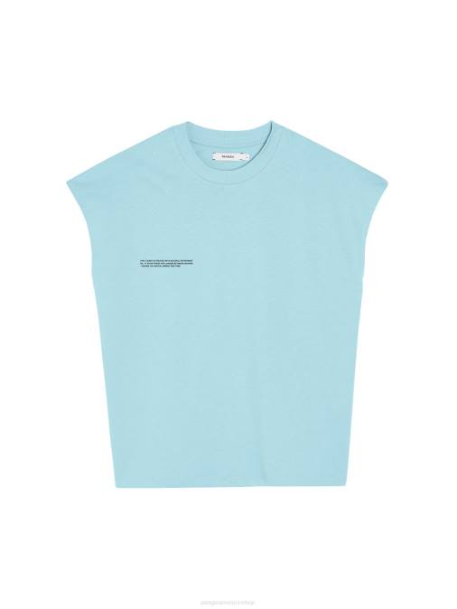 mujer Camiseta básica de algodón orgánico con hombros descubiertos de menta Pangaia azul celeste ropa TDTH180