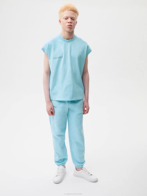 mujer Camiseta básica de algodón orgánico con hombros descubiertos de menta Pangaia azul celeste ropa TDTH180