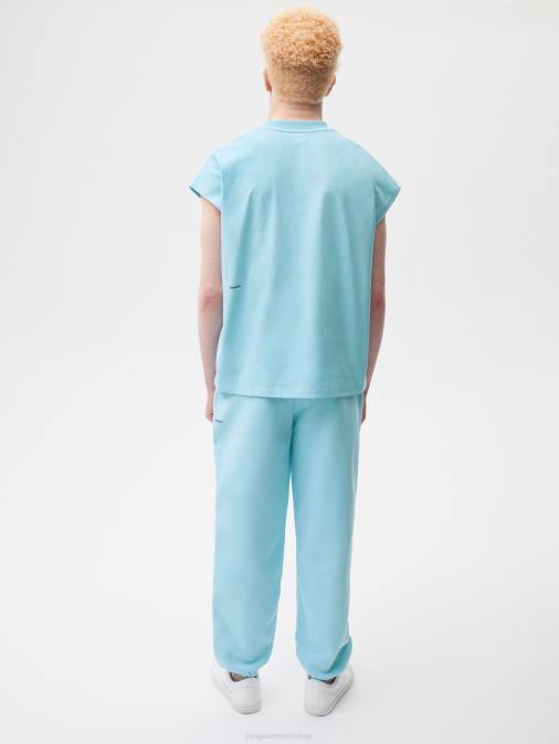 mujer Camiseta básica de algodón orgánico con hombros descubiertos de menta Pangaia azul celeste ropa TDTH180