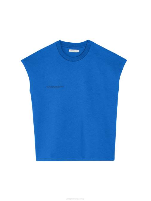 mujer Camiseta básica de algodón orgánico con hombros descubiertos de menta Pangaia azul cobalto ropa TDTH183