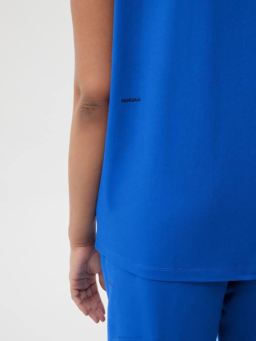 mujer Camiseta básica de algodón orgánico con hombros descubiertos de menta Pangaia azul cobalto ropa TDTH183