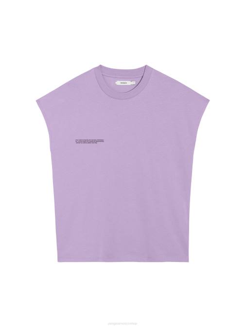 mujer Camiseta básica de algodón orgánico con hombros descubiertos de menta Pangaia orquídea púrpura ropa TDTH159