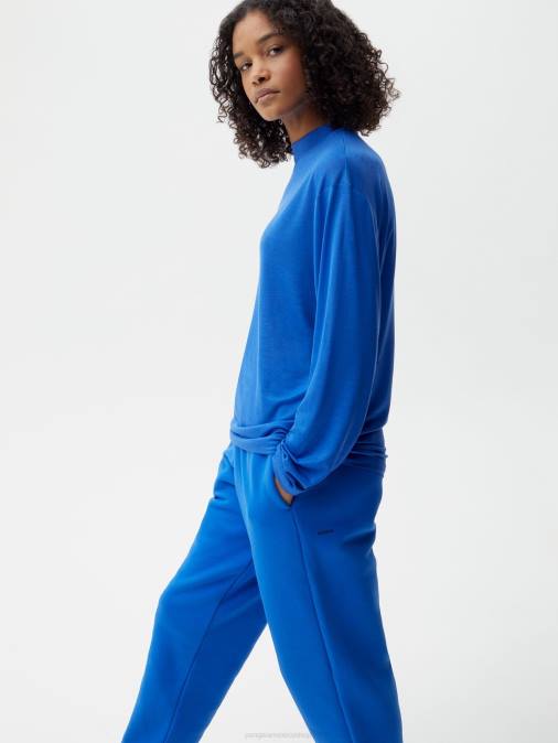 mujer c - camiseta de manga larga fibra pura Pangaia azul cobalto ropa TDTH203