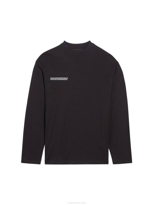 mujer c - camiseta de manga larga fibra pura Pangaia negro ropa TDTH151
