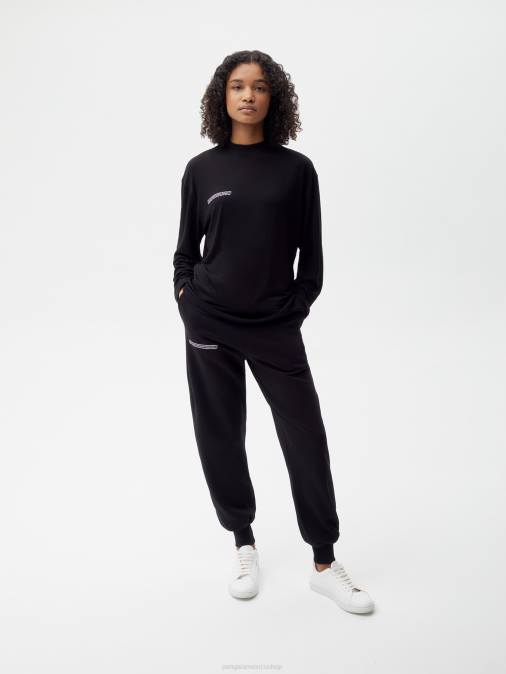 mujer c - camiseta de manga larga fibra pura Pangaia negro ropa TDTH151