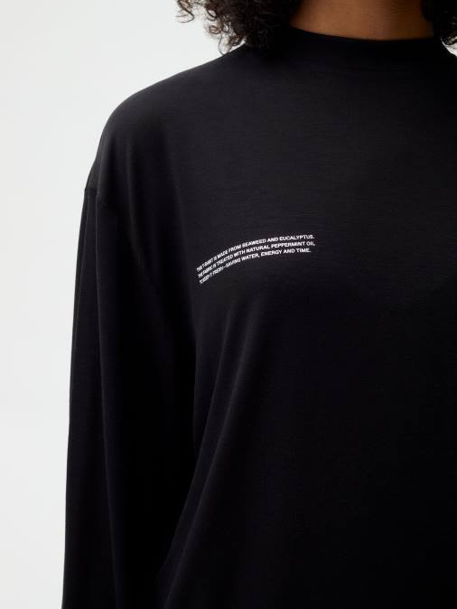 mujer c - camiseta de manga larga fibra pura Pangaia negro ropa TDTH151