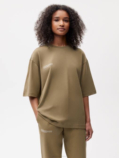 mujer camiseta boxy de algodón in conversion Pangaia marrón carbón ropa TDTH212