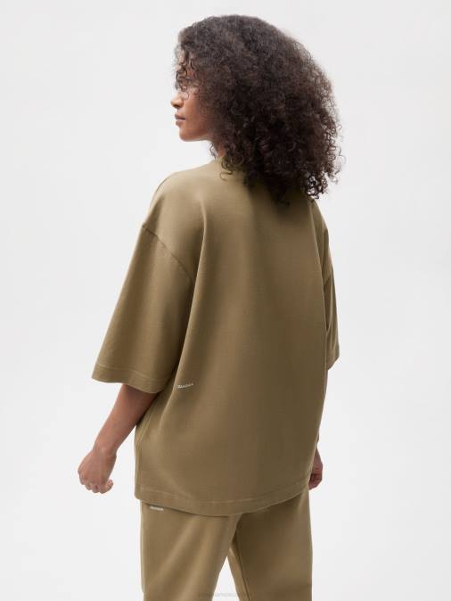mujer camiseta boxy de algodón in conversion Pangaia marrón carbón ropa TDTH212