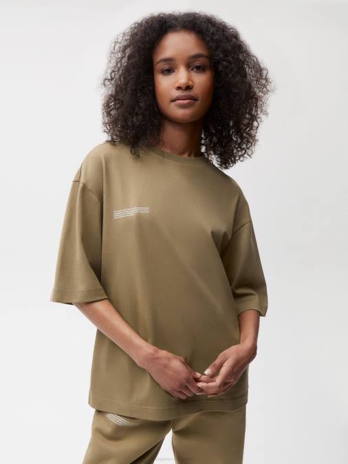mujer camiseta boxy de algodón in conversion Pangaia marrón carbón ropa TDTH212