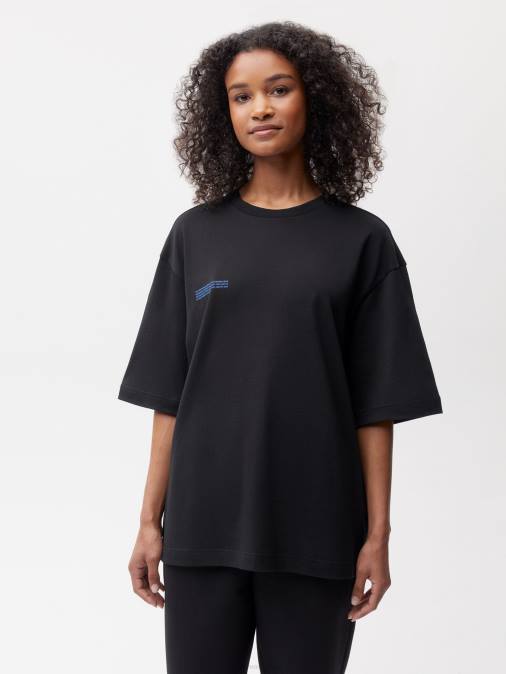 mujer camiseta boxy de algodón in conversion Pangaia negro ropa TDTH129