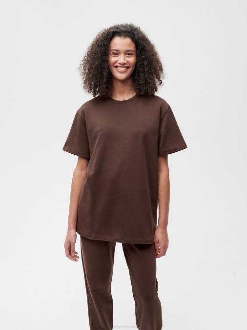 mujer camiseta de algodón orgánico con fibra c aw22 Pangaia Castaño ropa TDTH134