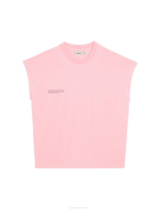 mujer camiseta de algodón orgánico con hombros descubiertos pprmint aw21 Pangaia rosa sakura ropa TDTH192