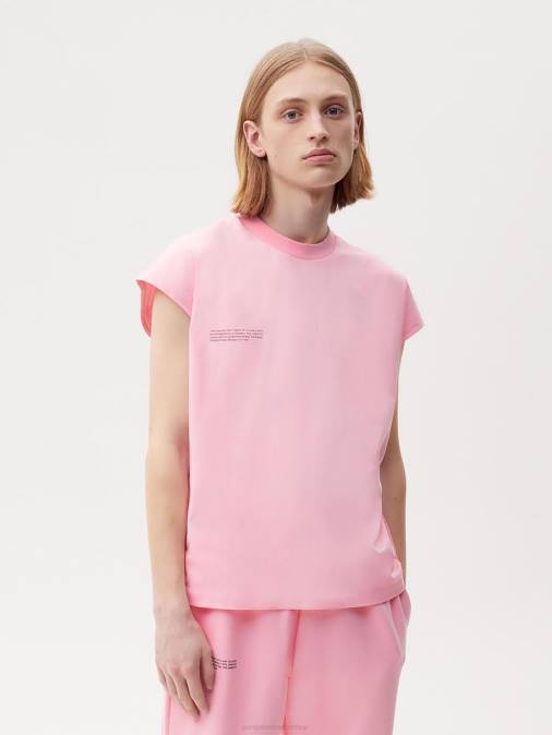 mujer camiseta de algodón orgánico con hombros descubiertos pprmint aw21 Pangaia rosa sakura ropa TDTH192