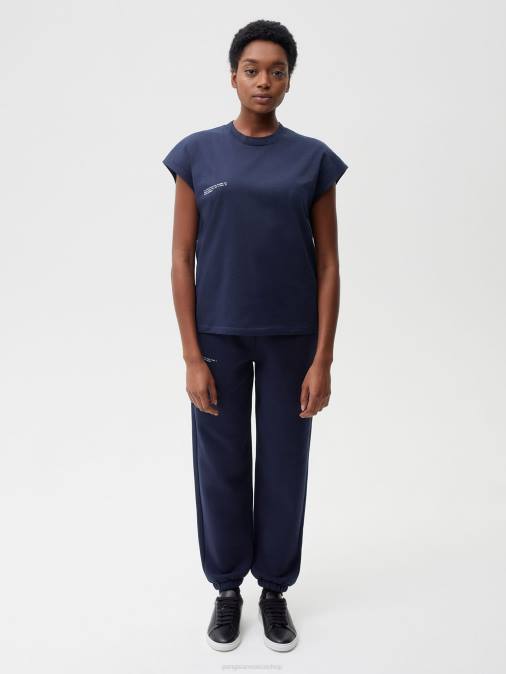 mujer camiseta de algodón orgánico con hombros descubiertos y núcleo de fibra c Pangaia Azul marino ropa TDTH191