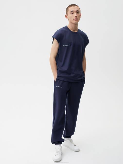 mujer camiseta de algodón orgánico con hombros descubiertos y núcleo de fibra c Pangaia Azul marino ropa TDTH191