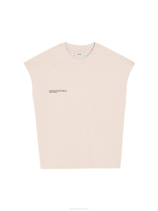 mujer camiseta de algodón orgánico con hombros descubiertos y núcleo de fibra c Pangaia arena ropa TDTH174