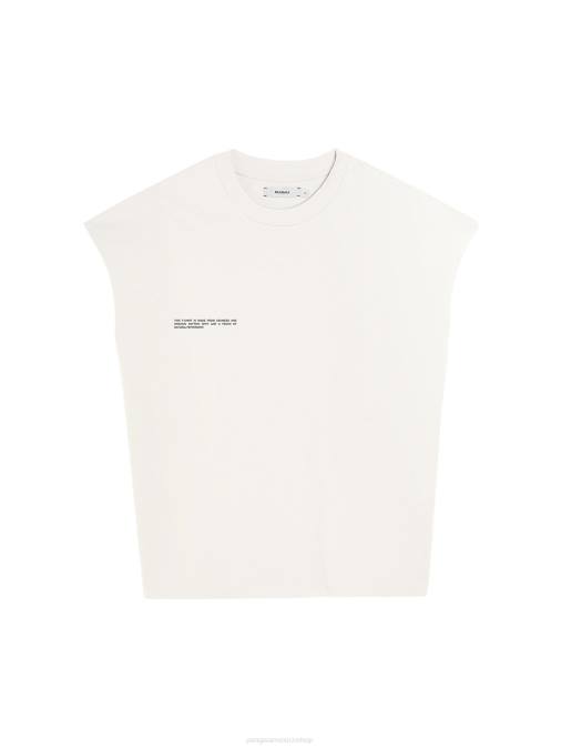 mujer camiseta de algodón orgánico con hombros descubiertos y núcleo de fibra c Pangaia blanquecino ropa TDTH165